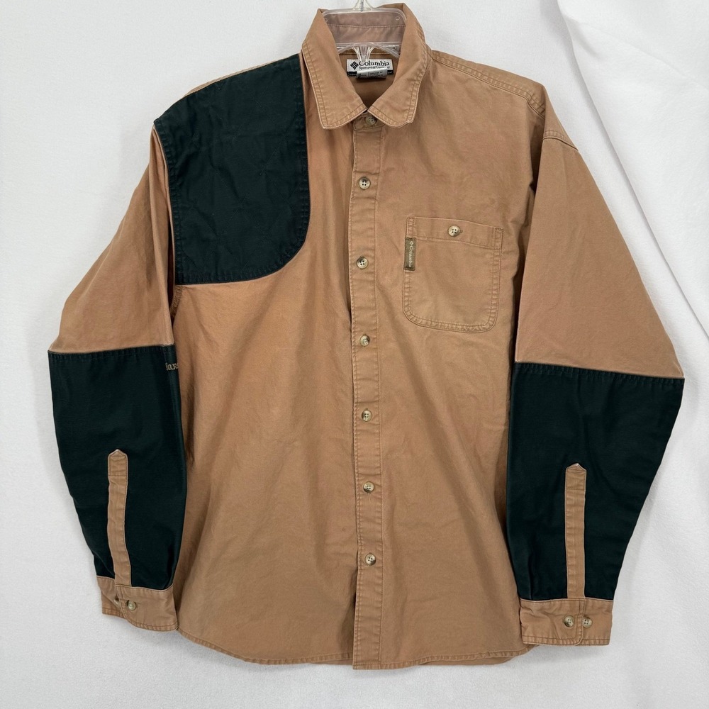 Columbia‎ Men's Briarshun Hunting Shirt Tan Green Shooting Size M Cotton